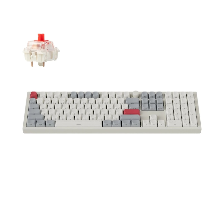 Tastatura Mecanica Wireless Keychron Q6 Max QMK/VIA, Hot-Swappable, 2.4GHz, Bluetooth 5.1, Side-Printed Keycaps, Gateron Jupiter Red, alb