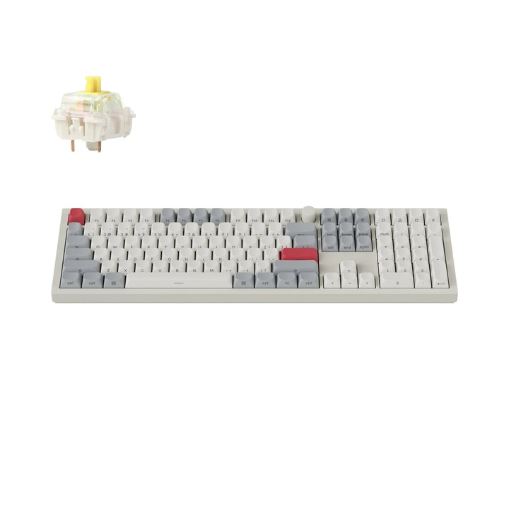 Механична клавиатура, Безжична, Keychron Q6 Max QMK/VIA, Hot-Swappable, 2.4GHz, Bluetooth 5.1, Side-Printed Keycaps, Gateron Jupiter Banana, бял