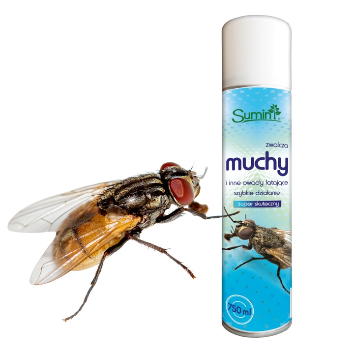 Spray repelent pentru muste si insecte zburatoare, Sumin, 750 ml, Spray, Universal, Actiune rapida, Foarte eficient, Gata de utilizare, Alunga insectele si insectele