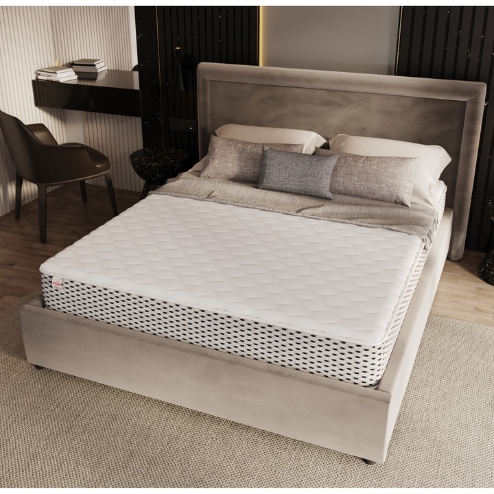 Saltea ortopedica, SPIJZDROWO, Elysium, 140x200x21 cm, spuma poliuretanica, reversibila, ferma, husa matlasata Space