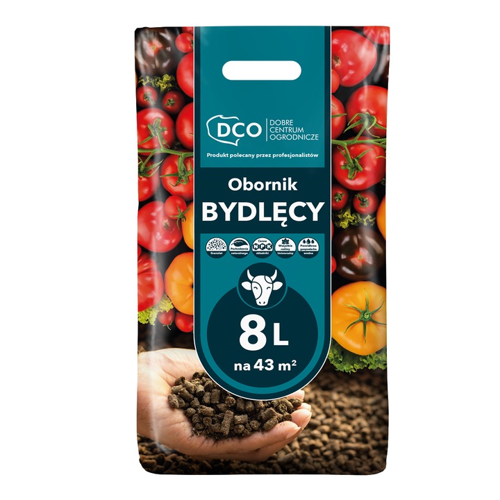 Ingrasamant, DCO, Gunoi De grajd De Bovine, Granulat Universal, Capacitate 8L, Ingrediente Naturale, Pentru Toate Plantele, Sustine Economia De Apa, Dosing 1-2kg/10m²