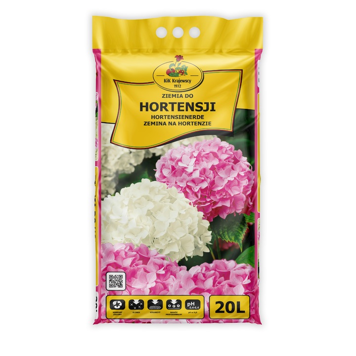 Pamant Pentru Hortensii, KIK, 20 L, Cu Argila, Cu granule De Argila, Cu Scoarta Compostata, Cu Ingrasamant, Cu Compost Verde, Pentru Plante Iubitoare De Aciditate