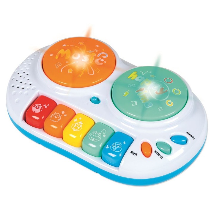 Jucarie muzicala bebe si interactiva, Tobe si pian cu taste colorate, cu sunete si lumini, sunete animale, insotire joc vizual lumini, varsta recomandata +6 luni