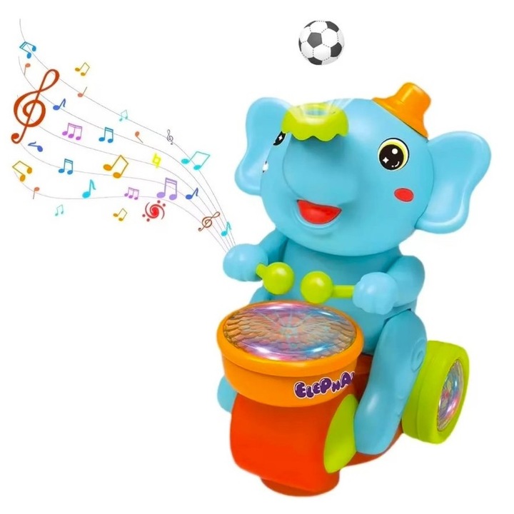 Interaktív zenélő elefánt játék lebegő labdával, fényekkel és önjáró funkcióval - kék
