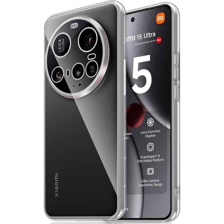 Husa pentru Xiaomi 15 Ultra Anti-Shock 1.5mm cu protectie lentile transparent