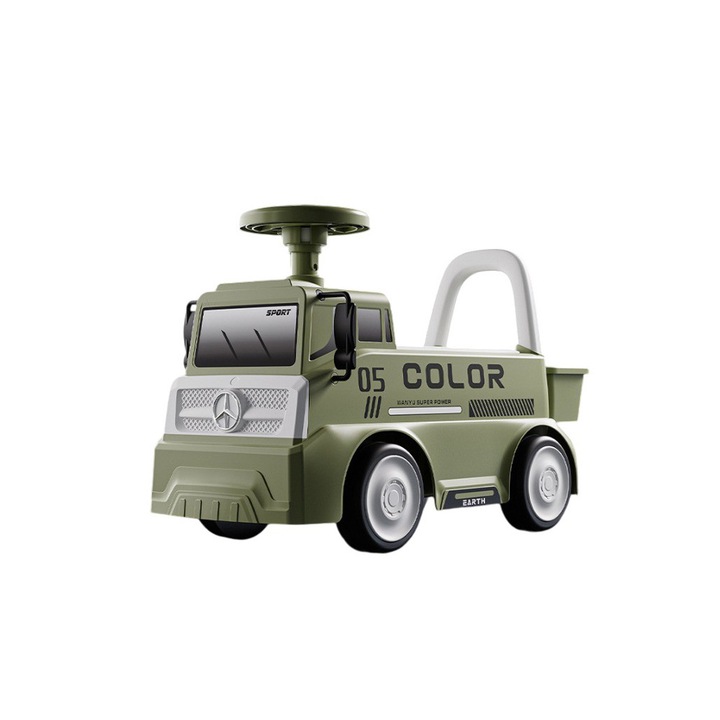 Masinuta tip Ride On, Comando Kids, Sistem Anti-Rasturnare, Claxon Integrat pe Volan, Sistem de Iluminare, Sistem de Sonorizare, Spatiu Depozitare, Varsta 2-5 Ani, Verde