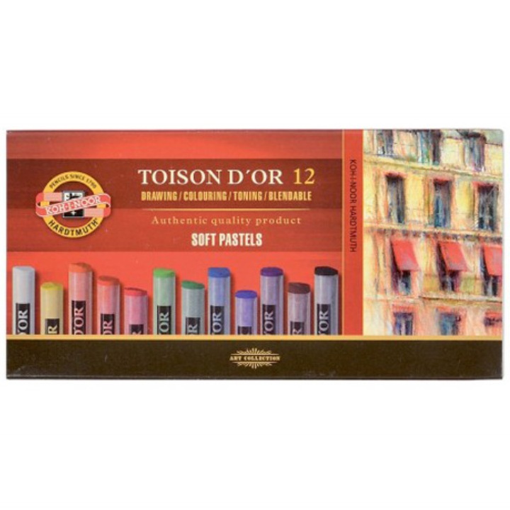 Комплект тебешири Koh-I-Noor Toison D'or, 12 цвята, CREATIVE