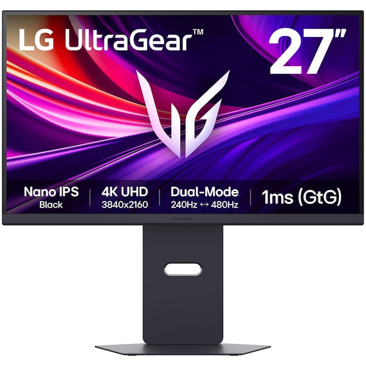 LG 27G850A-B IPS LED Gaming monitor, 27", UHD (3840 x 2160), HDMI, DisplayPort, Pivot, 240 Hz, 1 ms (fekete)