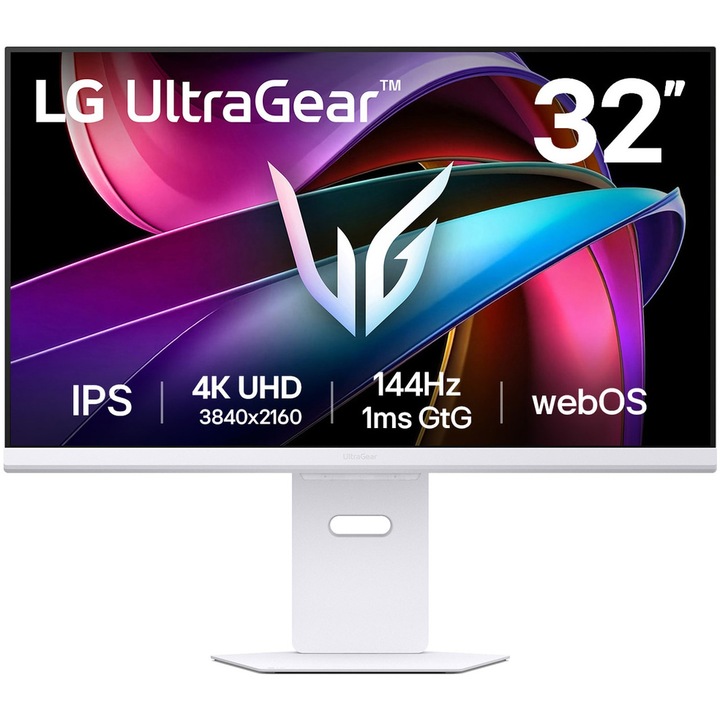 Геймърски монитор IPS LED LG 32G810SA-W, 31.5", UHD (3840 x 2160), HDMI, DisplayPort, Pivot, Високоговорители, 144 Hz, 1 ms (бял)