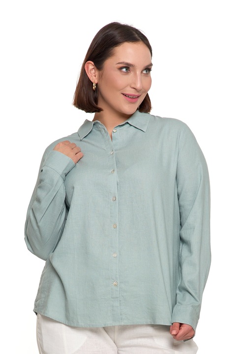 Női vászon ing, MORAJ, zöld, 55% len, 45% viszkóz