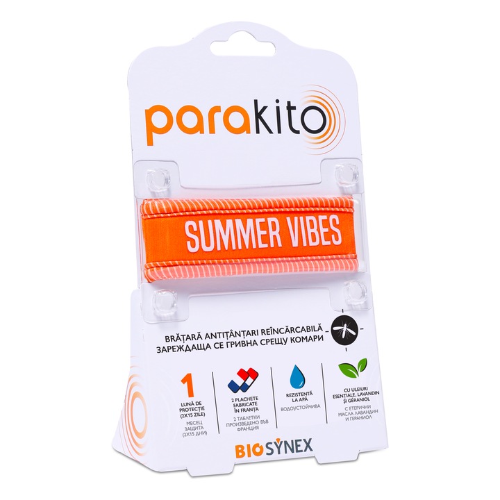 Bratara tantari-Para'Kito Summer Vibes cu doua tablete uleiuri esentiale pentru 30 zile
