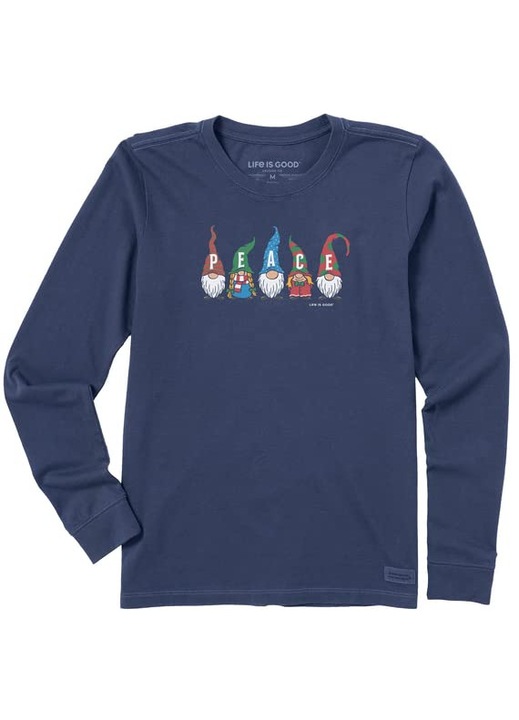 Karcsú férfi póló, hosszú ujjú, Peace kék, Kék