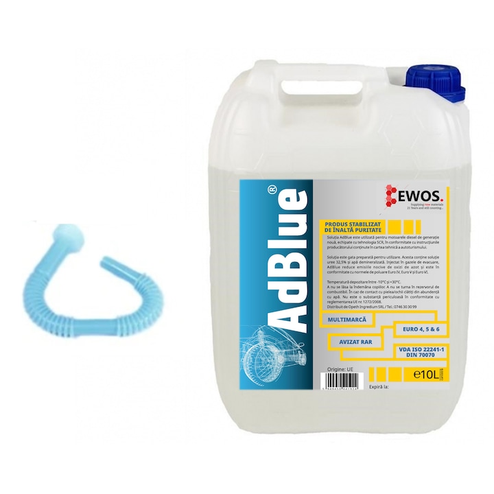 AdBlue Multimarca 10L Ewos, avizat RAR, VDA, ISO 22241-1, palnie de umplere inclusa