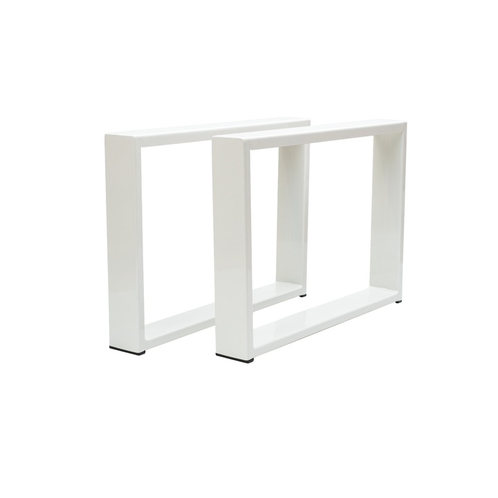 Set 2 picioare masă Scut Protection, Profil Lat, Alb, 42x60x8 cm