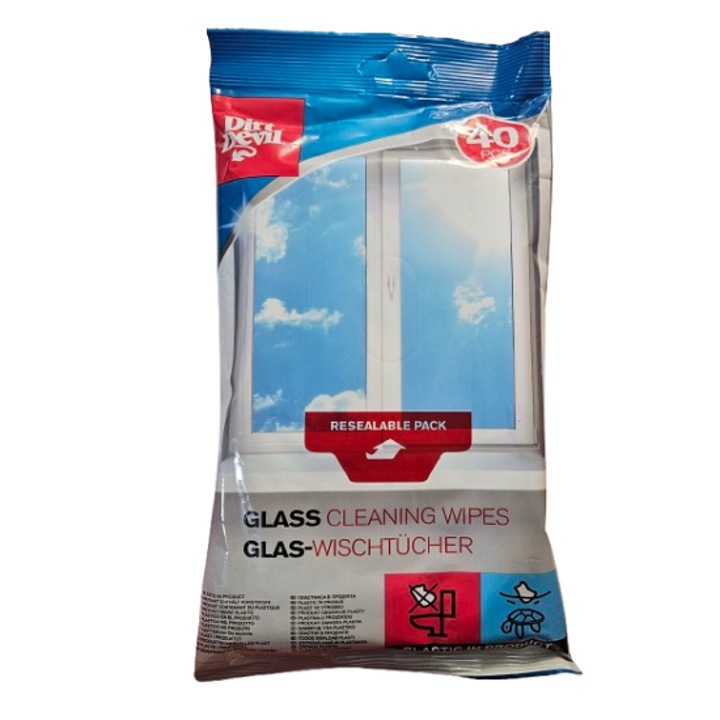 Servetele Umede pentru Suprafete Sticla, Dirt Devil, 40buc