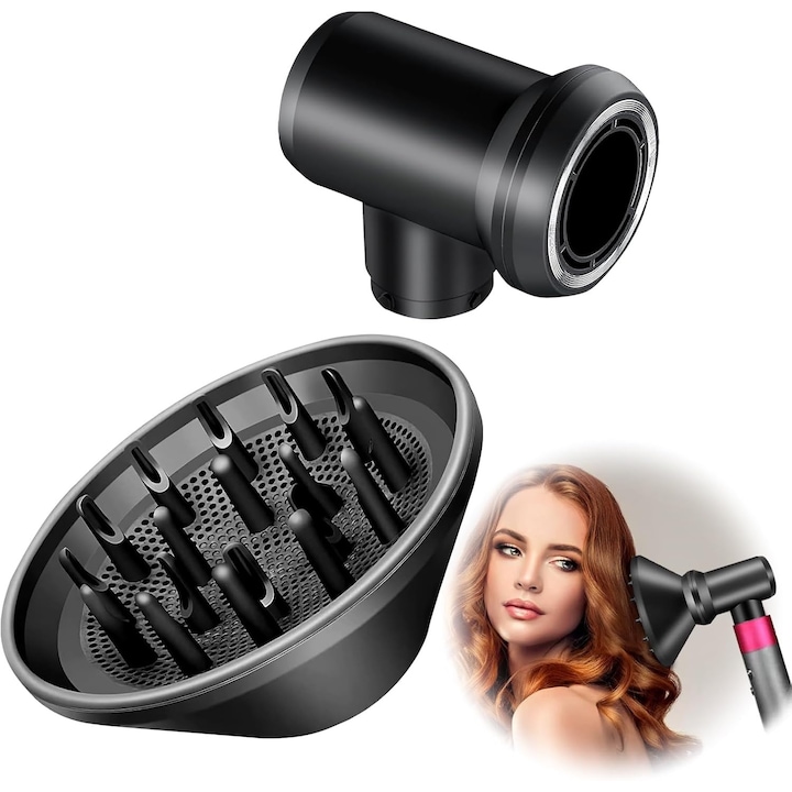 Set difuzor si adaptor pentru uscator de par Dyson Airwrap Styler, rezistent la temperaturi ridicate, compatibil cu Dyson HS01/HS05