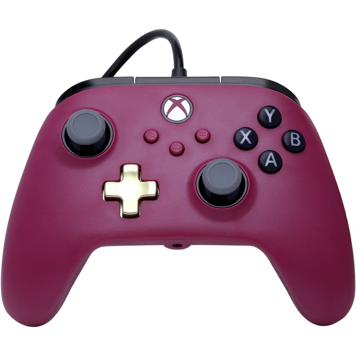Controller cu fir, PowerA Advantage+, Xbox Series X, S, Xbox One, PC, Twist Thumbstick, Hall Effect, Burgindy