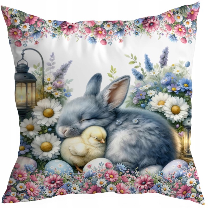 Fata de perna decorativa, Homeview, 40x40 cm, Inchidere cu fermoar, Imprimare de inalta calitate, Pentru camera de zi si dormitor, Usor de calcat, Poliester, Multicolor