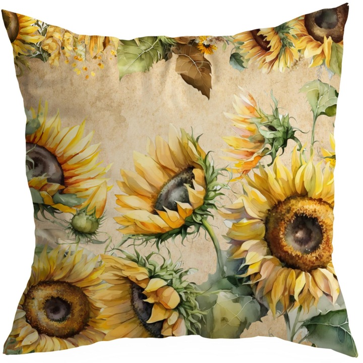 Fata de perna decorativa HomeView, 45x45 cm, 100% poliester, multicolor, certificata OEKO-TEX STANDARD 100, model 386