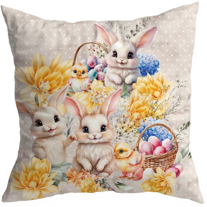 Fata de perna decorativa HomeView, 45x45 cm, 100% poliester, multicolor, certificata OEKO-TEX STANDARD 100, model 382