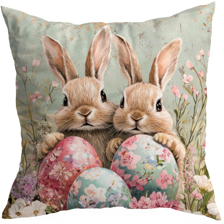 Fata de perna decorativa HomeView, 45x45 cm, 100% poliester, multicolor, certificata OEKO-TEX STANDARD 100, model 401