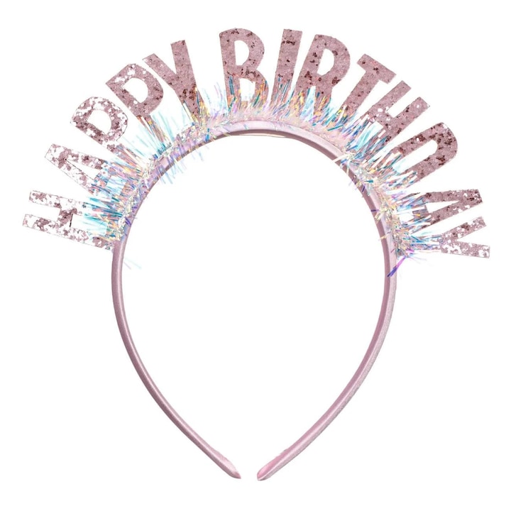 Coronita Roz Tinsel Holografic Glitter "Happy Birthday"