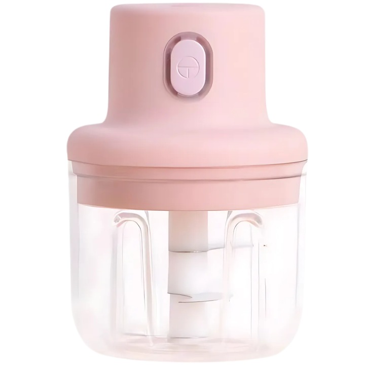 Mini tocator electric SDEPOT®, pentru usturoi, cu alimentare USB, motor 45W, lame din otel inoxidabil, capacitate 250 ml, usor de curatat si intretinut, roz