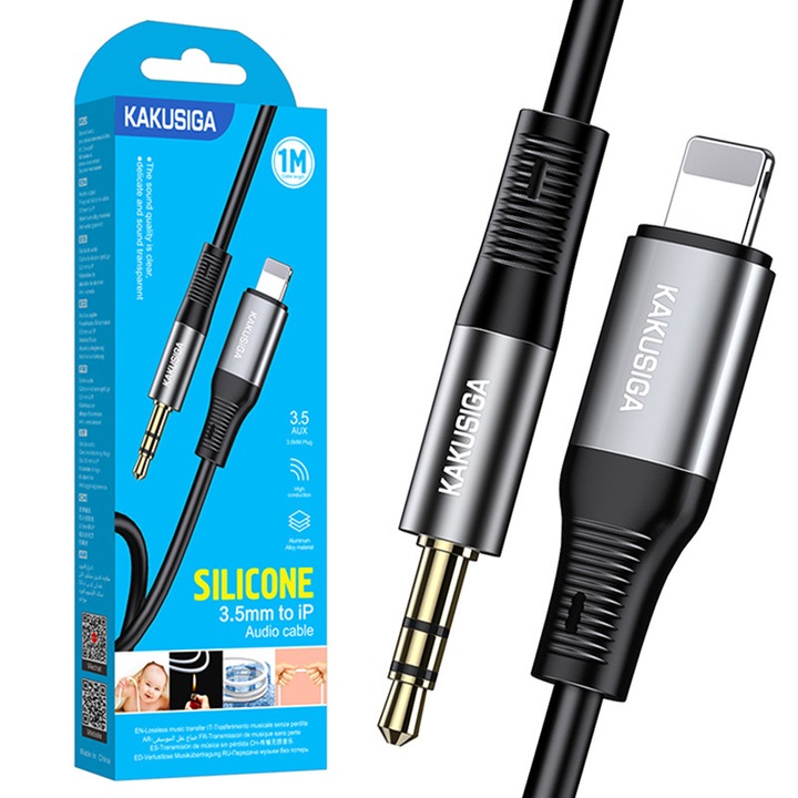 Kaku audiokábel (KSC-891), Lightning-csatlakozó 3,5 mm (M) - 1 m, fekete