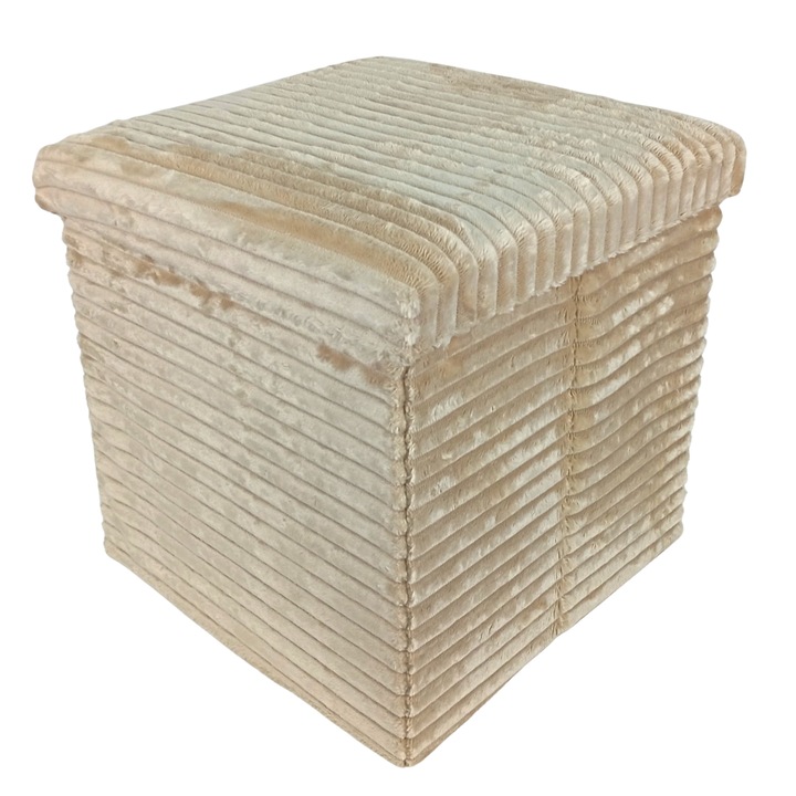 Scaun Taburet pliabil pufos din poliester cu umplutura din burete, Spatiu depozitare, Design Modern, Functionalitate Versatila, Pliabil, Tip cutie 38x38x38 cm, Scaun pliabil