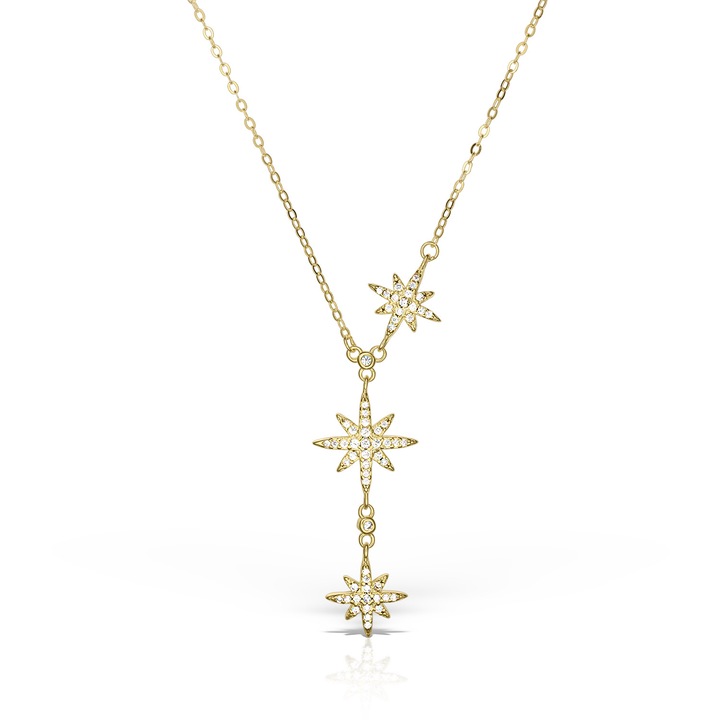 Colier din argint 925 cu cruce aurită, set cu cutie elegantă