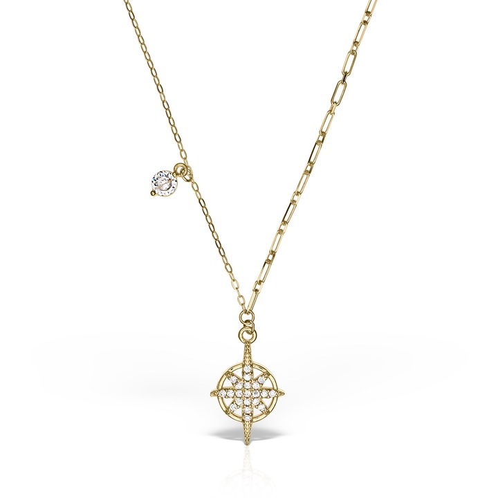 Colier cu cruce din argint 925 aurit, set cu