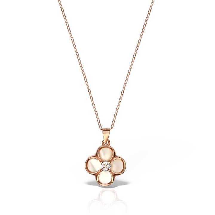 Colier din argint 925 cu cruce si lant aurit roz, set, Bijuteriile Sofia'S