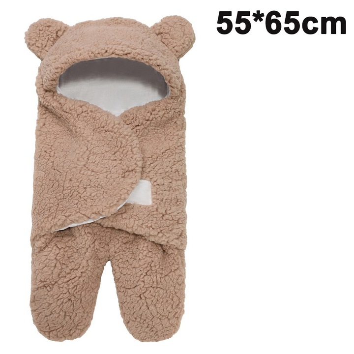 Sac de dormit bebelusi, bumbac si casmir artificial, pufos, multicolor, 55x65cm si 68x71cm