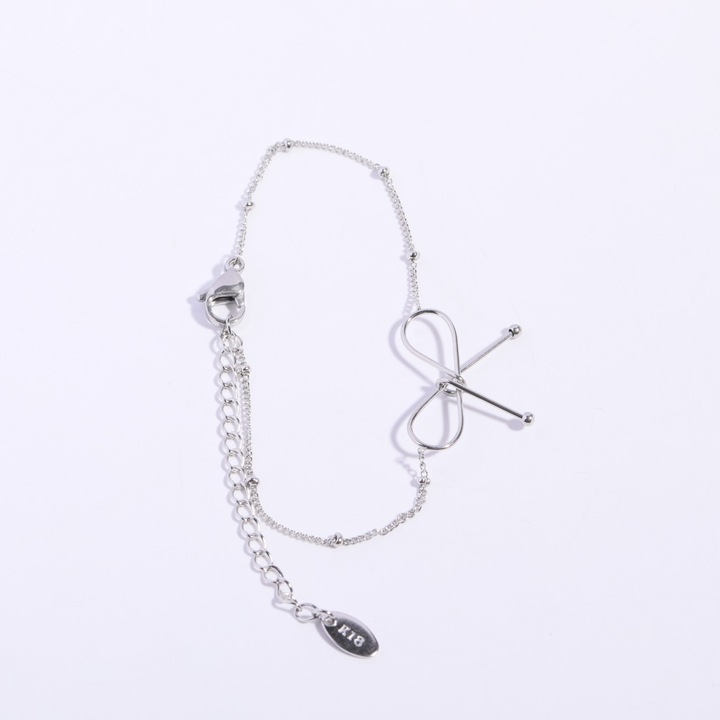 Bratara cu fundita Chic Bow Argintiu, placata cu aur 18k, reglabila