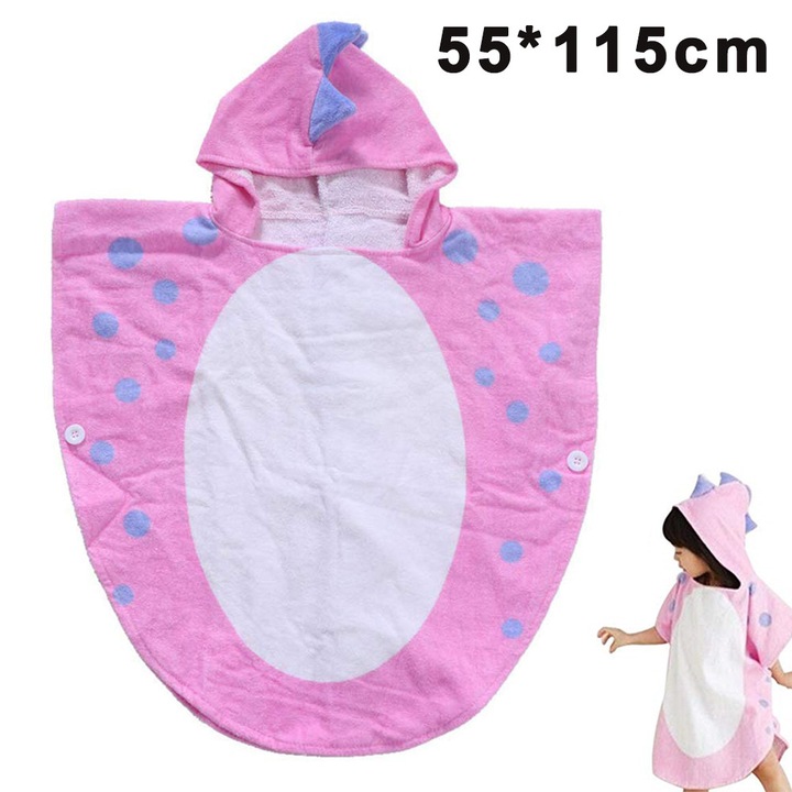 Halat baie copii HERUSI, bumbac, roz-verde, M 55x115cm L 70x140cm