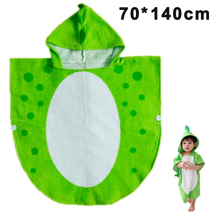 Halat baie copii HERUSI, bumbac, roz verde, M 55x115cm L 70x140cm