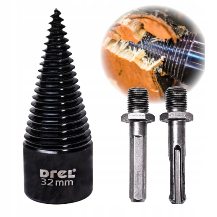 Burghiu pentru felierea lemnului, 32 mm, Lungime 85 mm, Set 3 elemente, Maner hexagonal, Maner sds-plus, Metalic