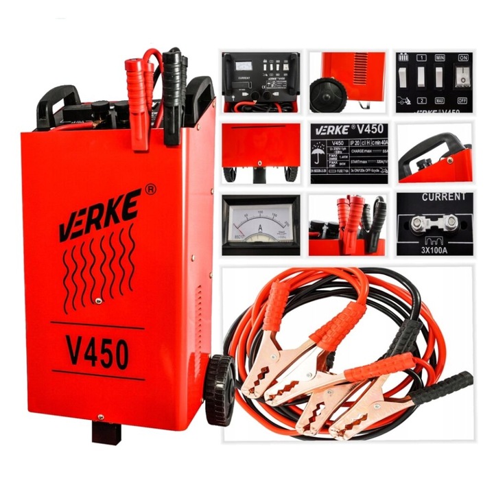 Töltőállomás, egyenirányító, jump starter 12-24 V, 320 A, Verke