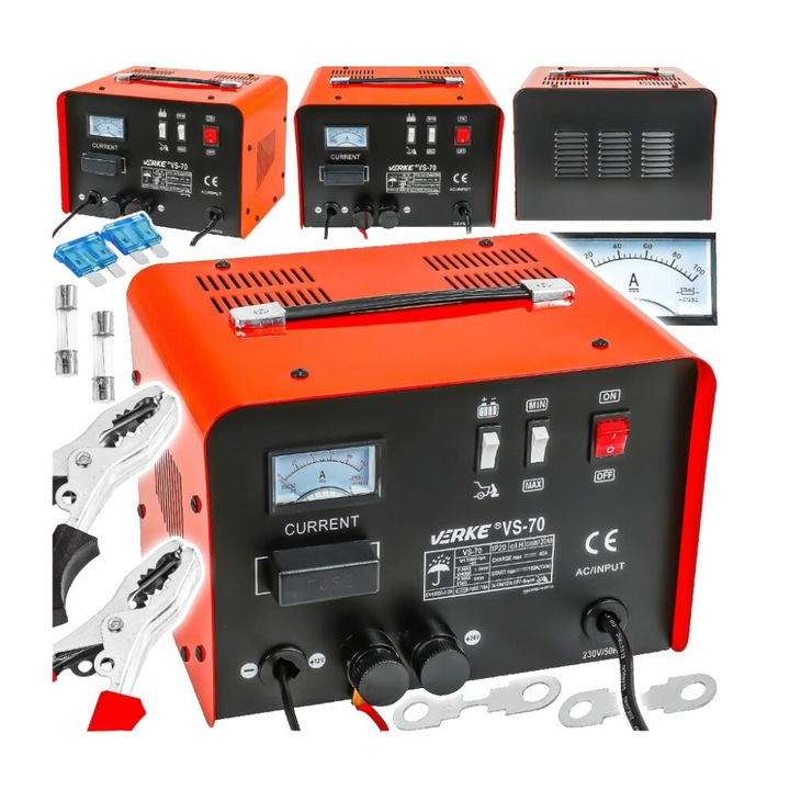 Egyenirányító, autós töltő, jump starter, akkumulátorokhoz 12-24V, 180 A, Verke