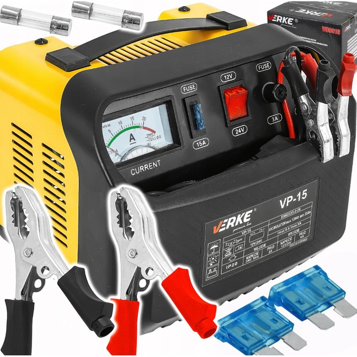 Autós egyenirányító 4 amper 12V / 24V, 20-140 Ah kapacitású akkumulátorokhoz, Verke