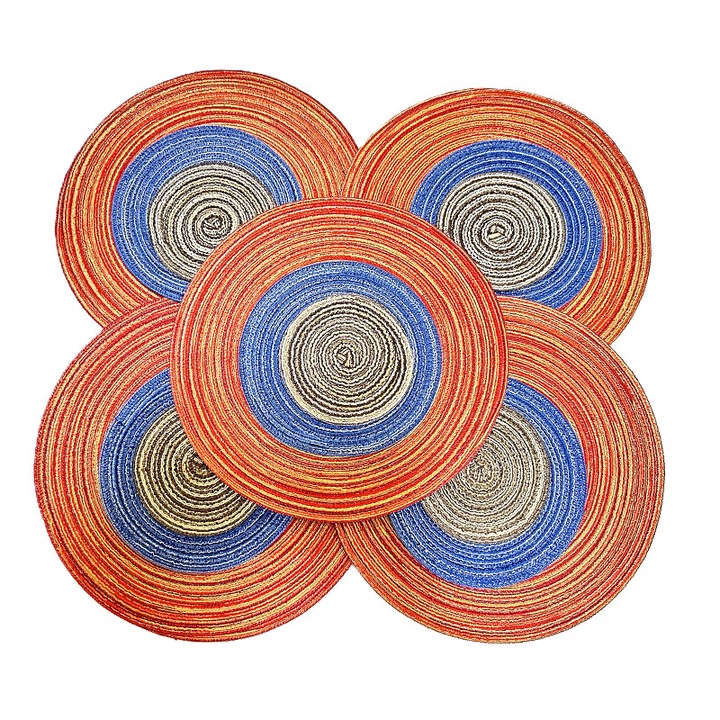 Set 15 suporturi farfurii, din Ramie, Runda, Multifunctionale, Absorbtie eficienta, Impotriva alunecarii, Izolatie termica, Durabila, Usor de folosit si curatat, Pentru bucatarie acasa, restaurant si hotel