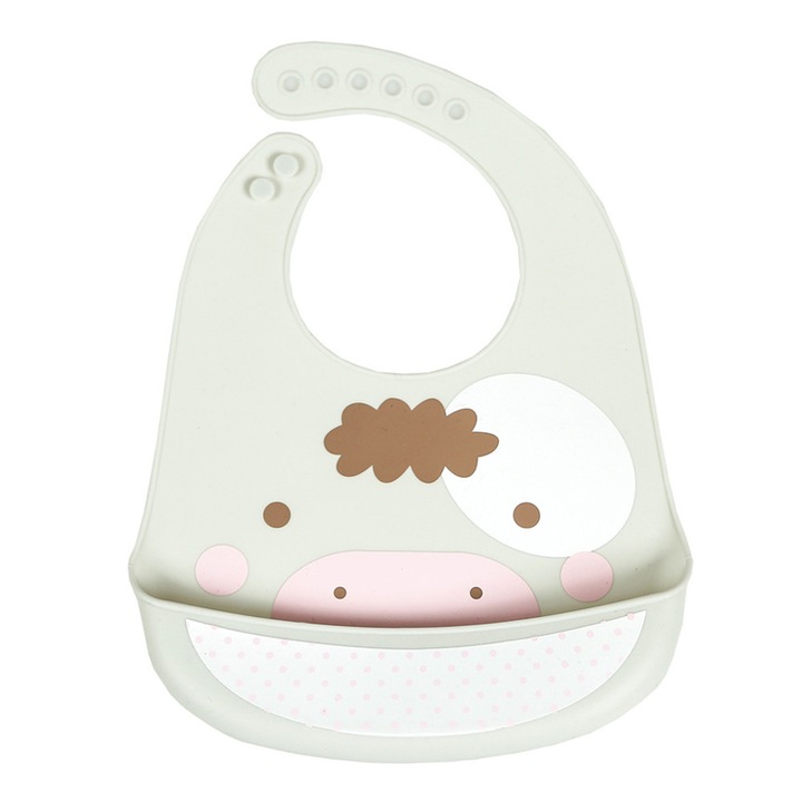 Baveta bebelusi silicon impermeabila cu buzunar colector, marime universala