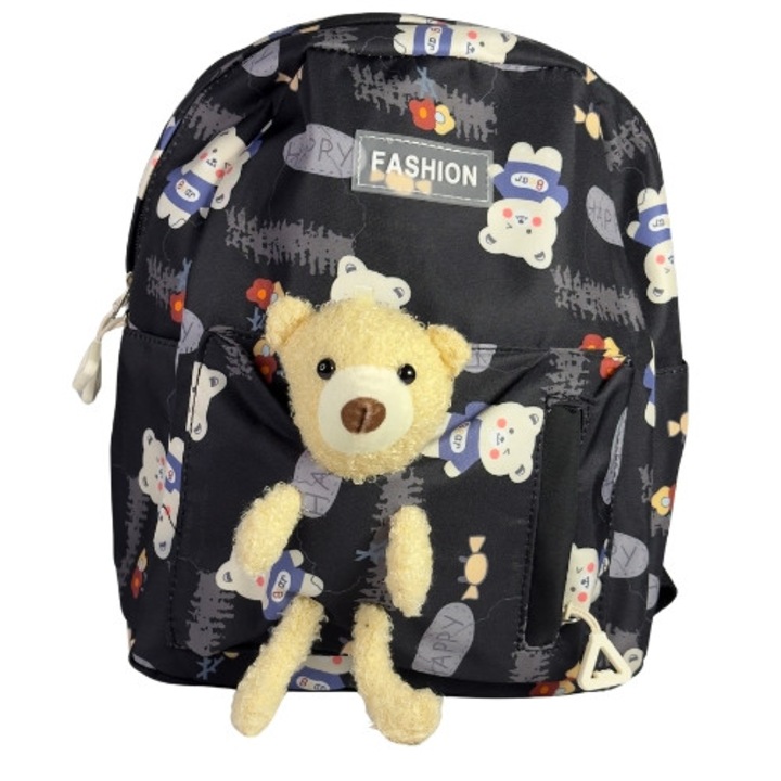 Ghiozdan Negru de copii cu Ursulet