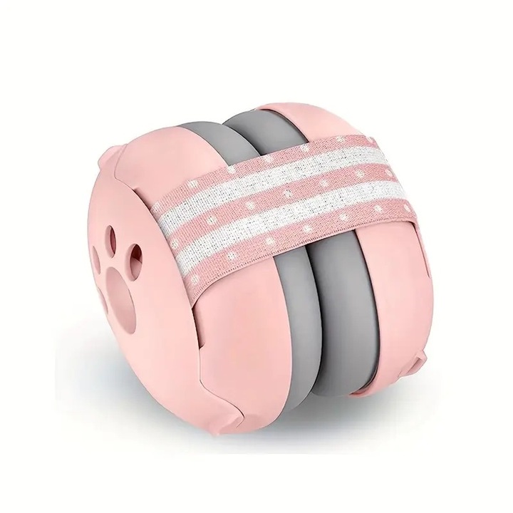 Casti de protectie auditiva cu banda ajustabila antialunecare pentru bebelusi - roz