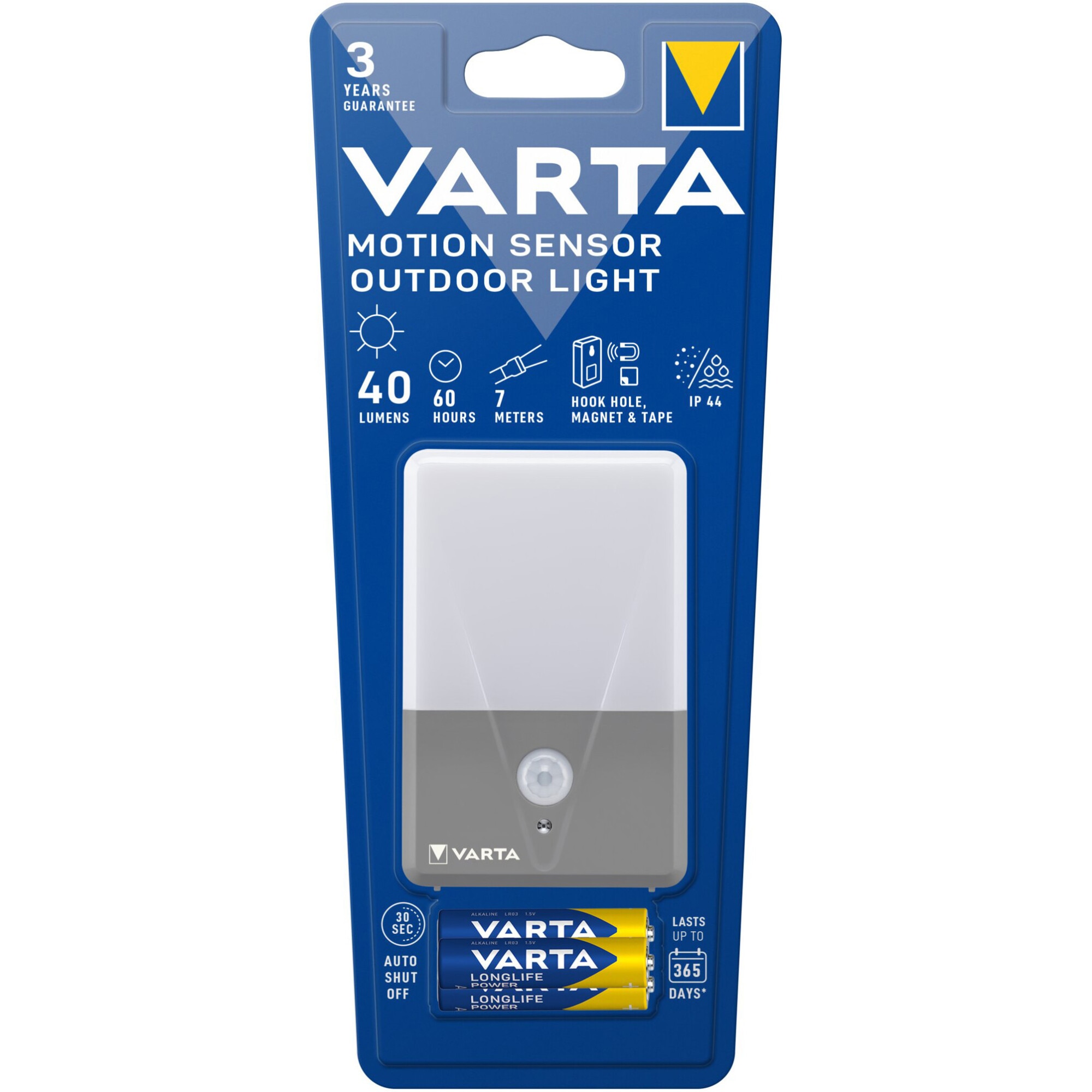 Lampa LED de veghe pentru exterior Varta Motion Sensor Outdoor Light, cu senzor de miscare, 40 lm, IP44, baterii 3xAAA incluse