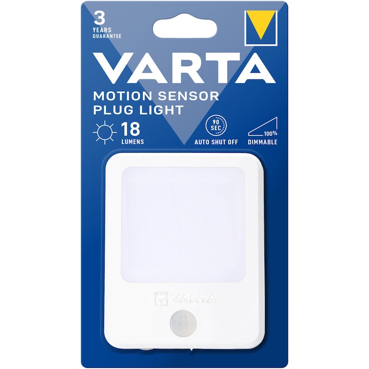 Лампа Varta, нощна, с датчик за движение BLI 1 LED, димируема, сензор за движение, 18 lm, бяла