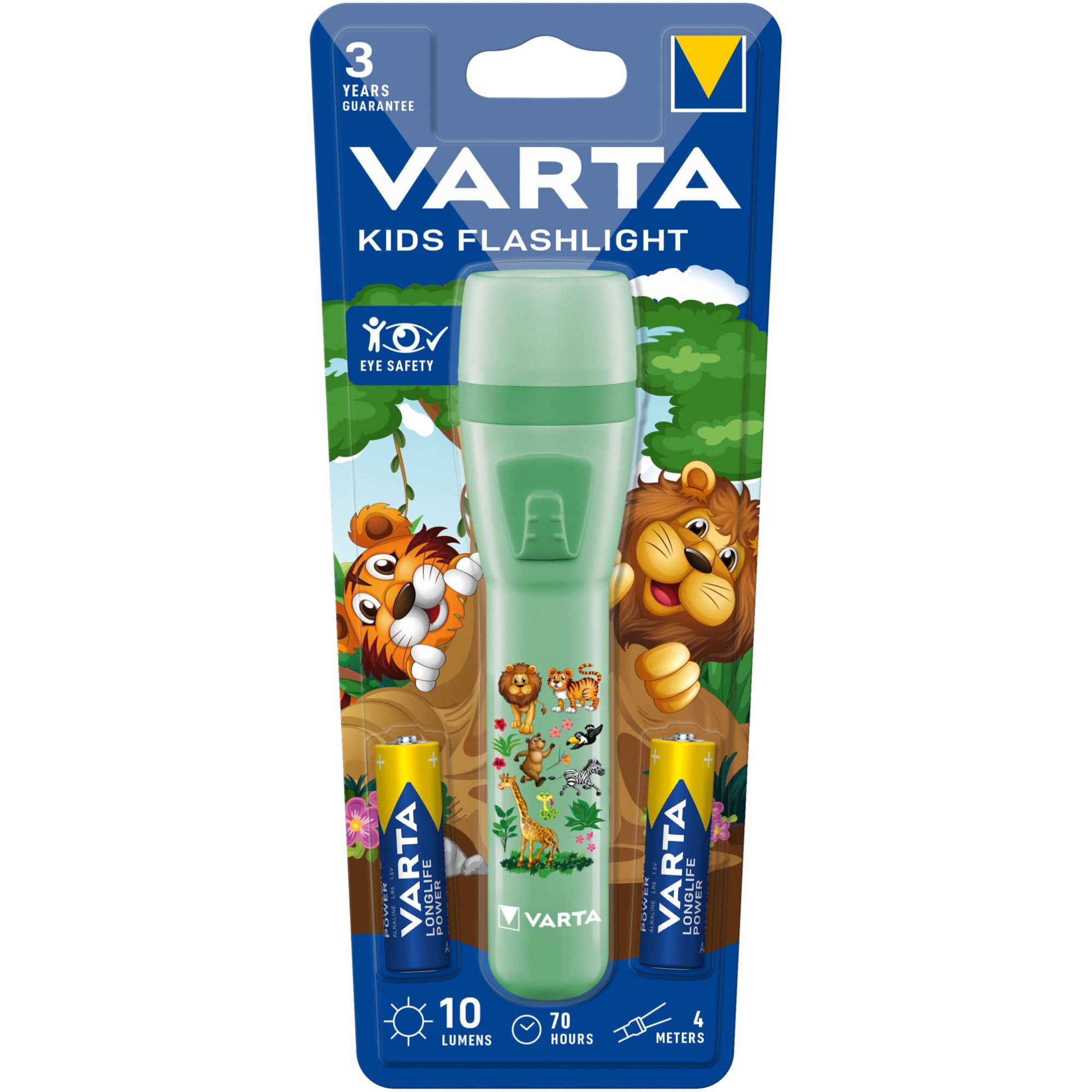 Lanterna LED Varta Kids, 10 lm, baterii 2xAA incluse, Verde
