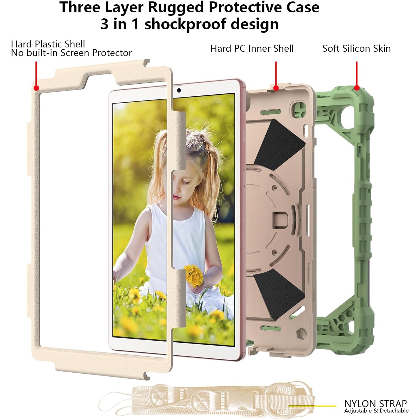 Husa de protectie premium SIgloo, pentru Samsung Galaxy Tab A7(T500) 2022/2020, 10.4'', Protectie Completa, Stand rotativ, Curea Umar, Anti-Soc, Menta