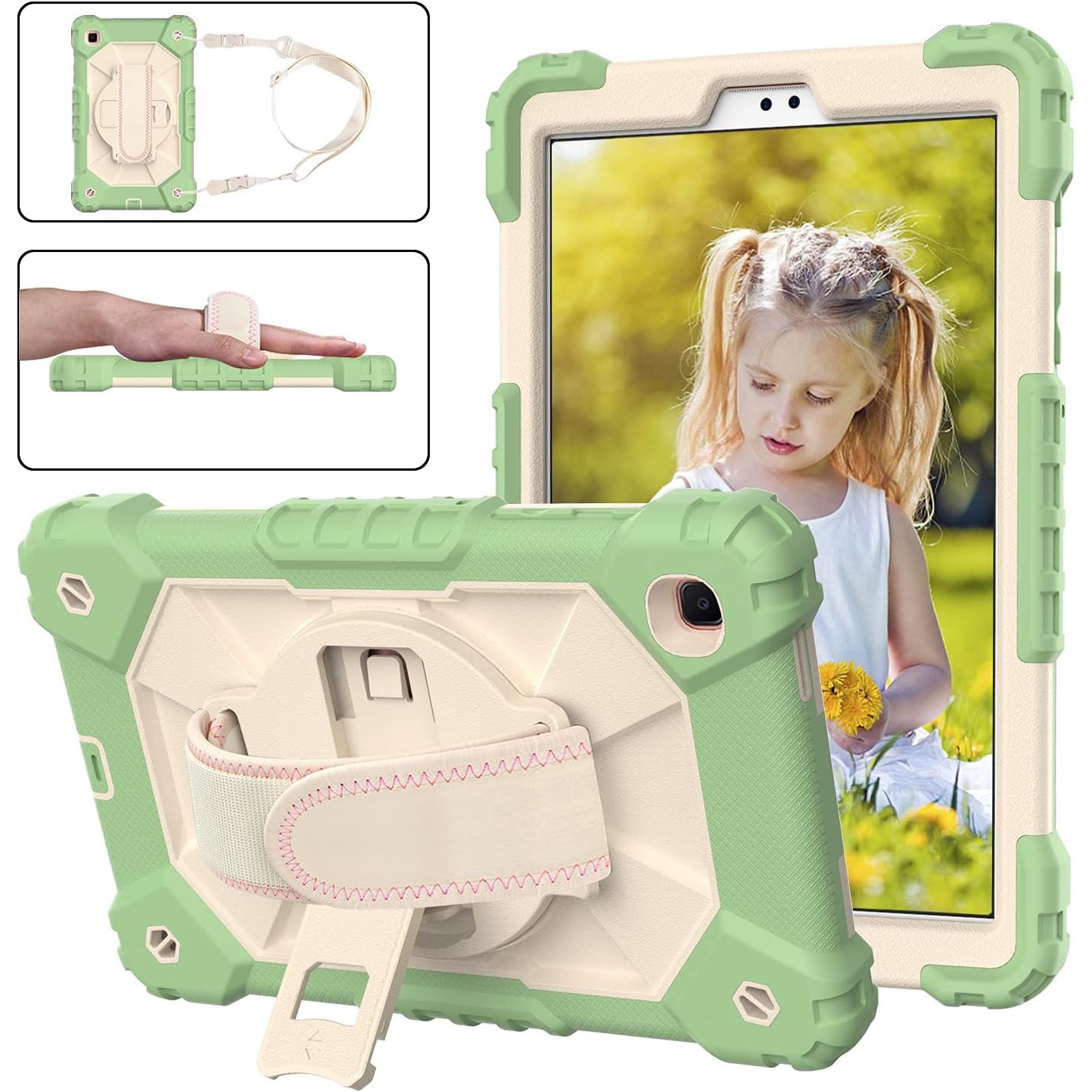 Husa de protectie premium SIgloo, pentru Samsung Galaxy Tab A7(T500) 2022/2020, 10.4'', Protectie Completa, Stand rotativ, Curea Umar, Anti-Soc, Menta