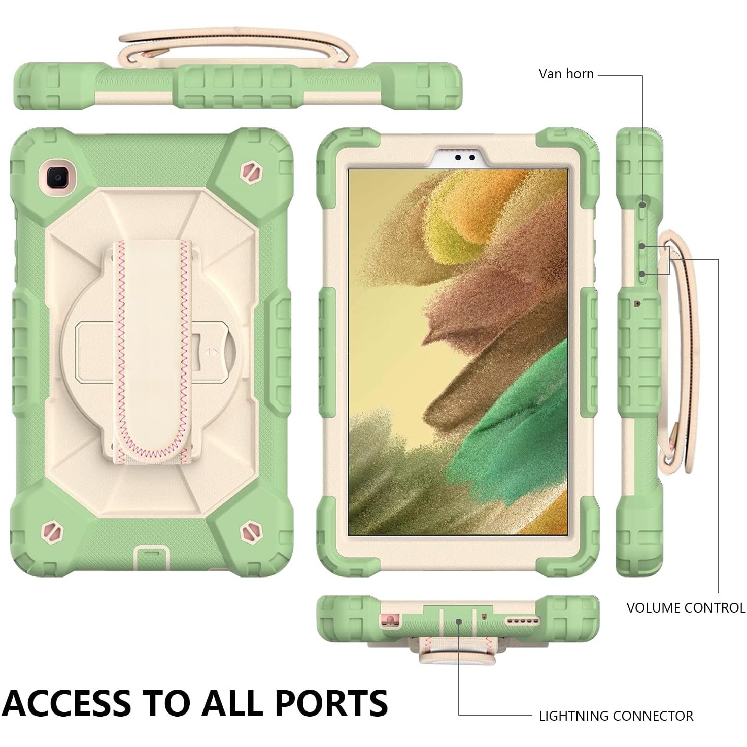 Husa de protectie premium SIgloo, pentru Samsung Galaxy Tab A7(T500) 2022/2020, 10.4'', Protectie Completa, Stand rotativ, Curea Umar, Anti-Soc, Menta